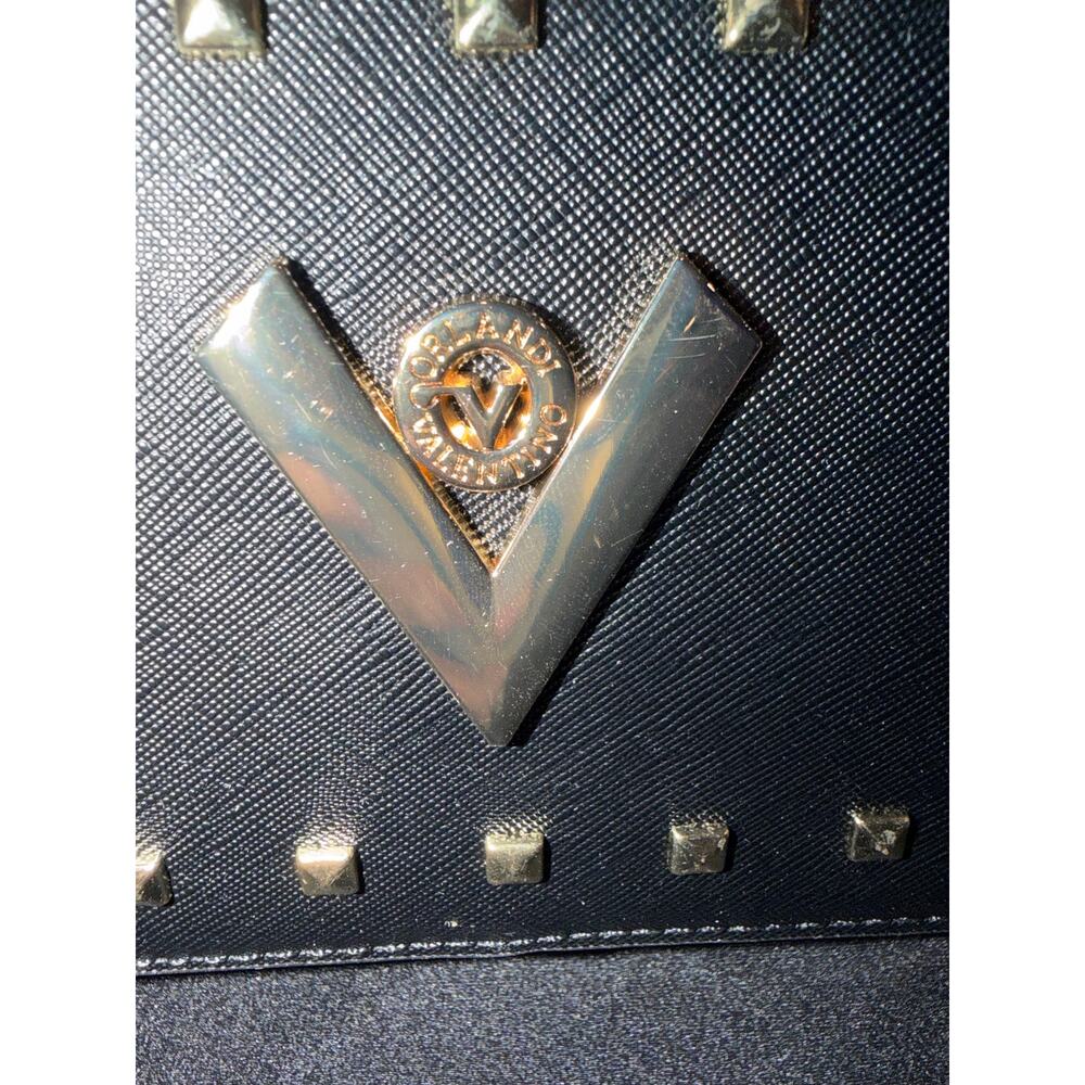 NWT Valentino Orlandi double strap Black Studded Camera Crossbody gold hardware - Picture 2 of 9